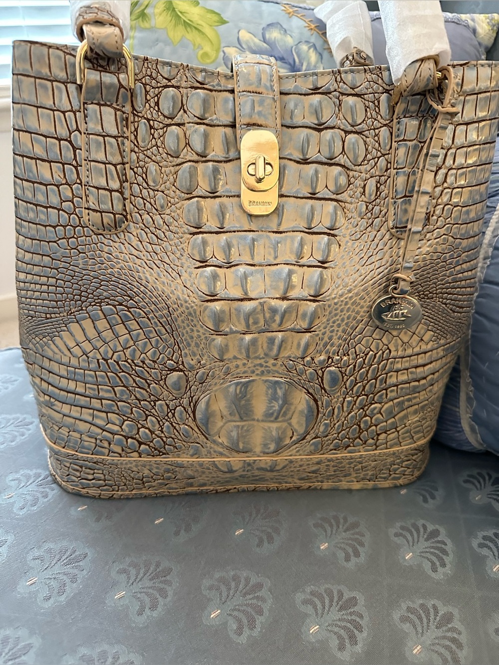 Brahmin Fiora Blue Haze Leather Shoulder Bag NWT